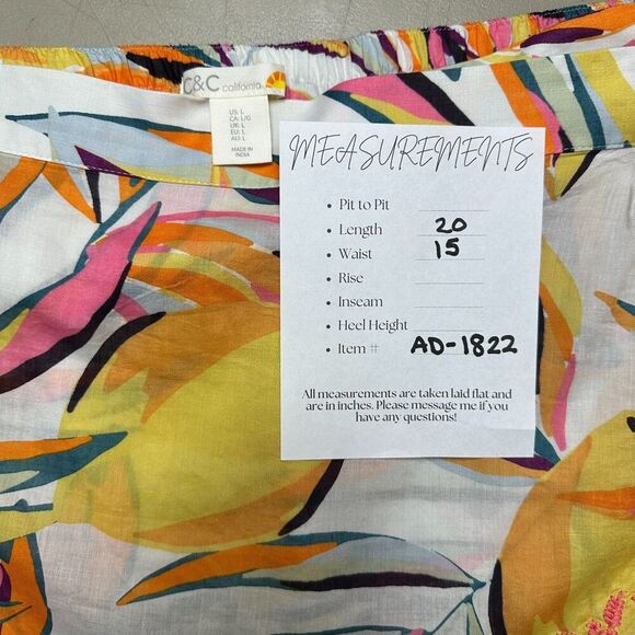 C&C California Wrap Mini Skirt Womens L Boho Resort Colorful Ruffle Embroidered - Picture 2 of 11